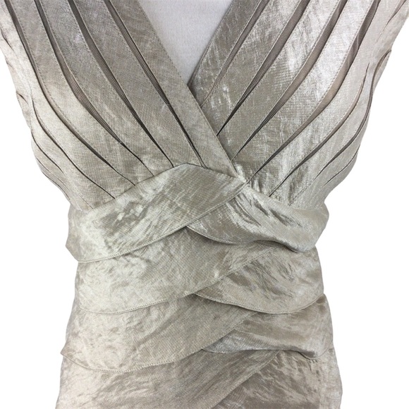 Adrianna Papell Layered Cream Dress, Size 4 - Picture 5 of 8